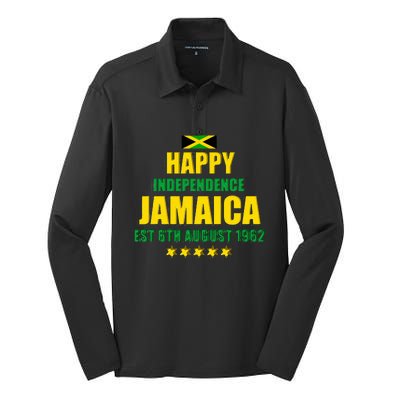 Happy Independence Jamaica Est 6th August 1962 Jamaican Silk Touch Performance Long Sleeve Polo