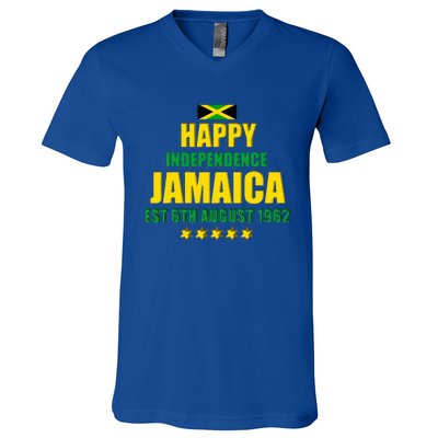 Happy Independence Jamaica Est 6th August 1962 Jamaican V-Neck T-Shirt