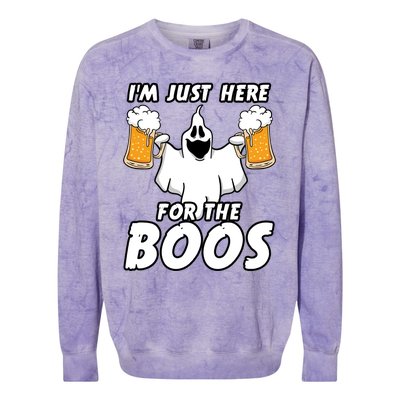 Halloween Im Just Here For The Boos Ghost Beer Funny Gift Cute Gift Colorblast Crewneck Sweatshirt