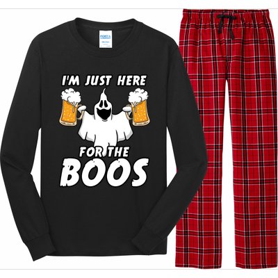 Halloween Im Just Here For The Boos Ghost Beer Funny Gift Cute Gift Long Sleeve Pajama Set