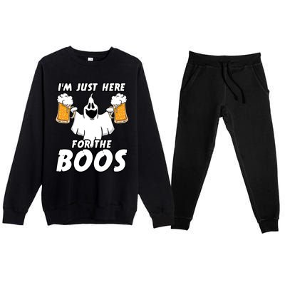 Halloween Im Just Here For The Boos Ghost Beer Funny Gift Cute Gift Premium Crewneck Sweatsuit Set