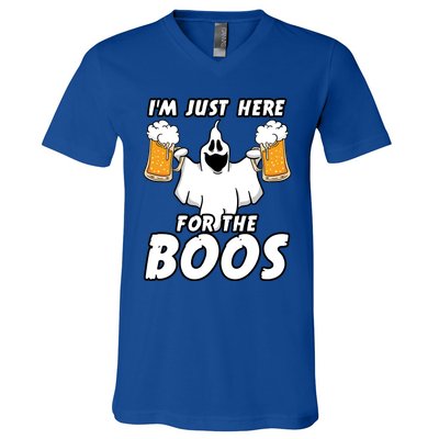 Halloween Im Just Here For The Boos Ghost Beer Funny Gift Cute Gift V-Neck T-Shirt