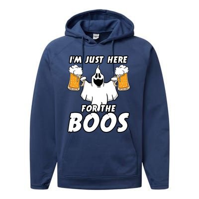 Halloween Im Just Here For The Boos Ghost Beer Funny Gift Cute Gift Performance Fleece Hoodie