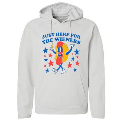 Hotdog IM Just Here For The Wieners Performance Fleece Hoodie