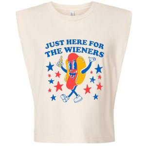 Hotdog IM Just Here For The Wieners Garment-Dyed Women's Muscle Tee