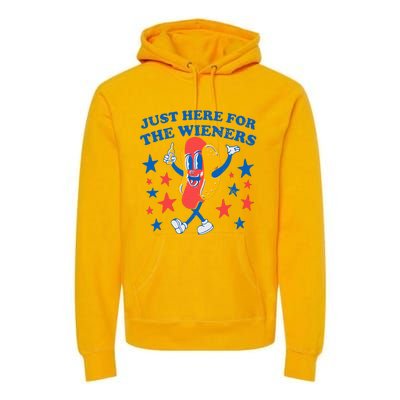 Hotdog IM Just Here For The Wieners Premium Hoodie