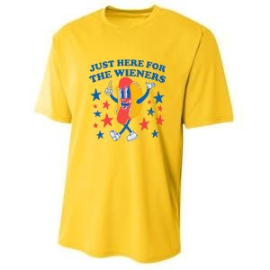 Hotdog IM Just Here For The Wieners Youth Performance Sprint T-Shirt