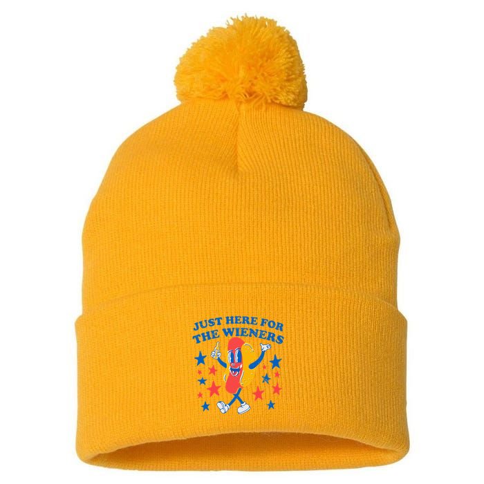 Hotdog IM Just Here For The Wieners Pom Pom 12in Knit Beanie