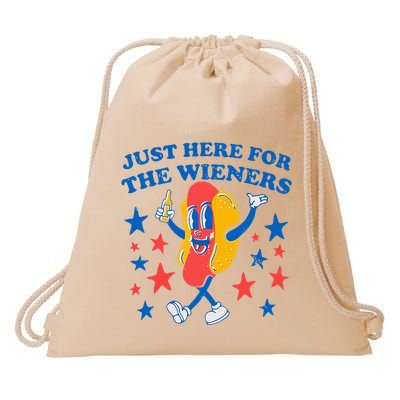 Hotdog IM Just Here For The Wieners Drawstring Bag