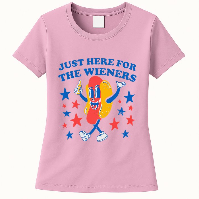 Hotdog IM Just Here For The Wieners Womens T-Shirt