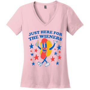 Hotdog IM Just Here For The Wieners Women's V-Neck T-Shirt