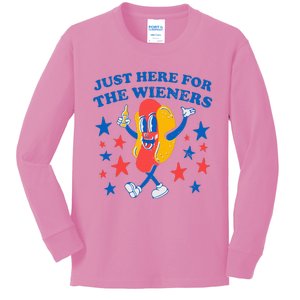 Hotdog IM Just Here For The Wieners Kids Long Sleeve Shirt