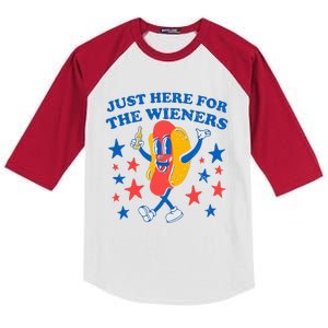 Hotdog IM Just Here For The Wieners Kids Colorblock Raglan Jersey