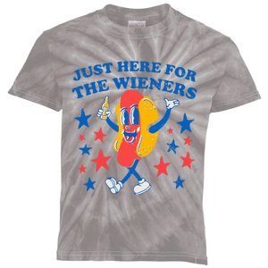 Hotdog IM Just Here For The Wieners Kids Tie-Dye T-Shirt