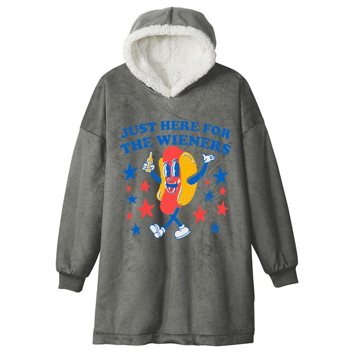 Hotdog IM Just Here For The Wieners Hooded Wearable Blanket