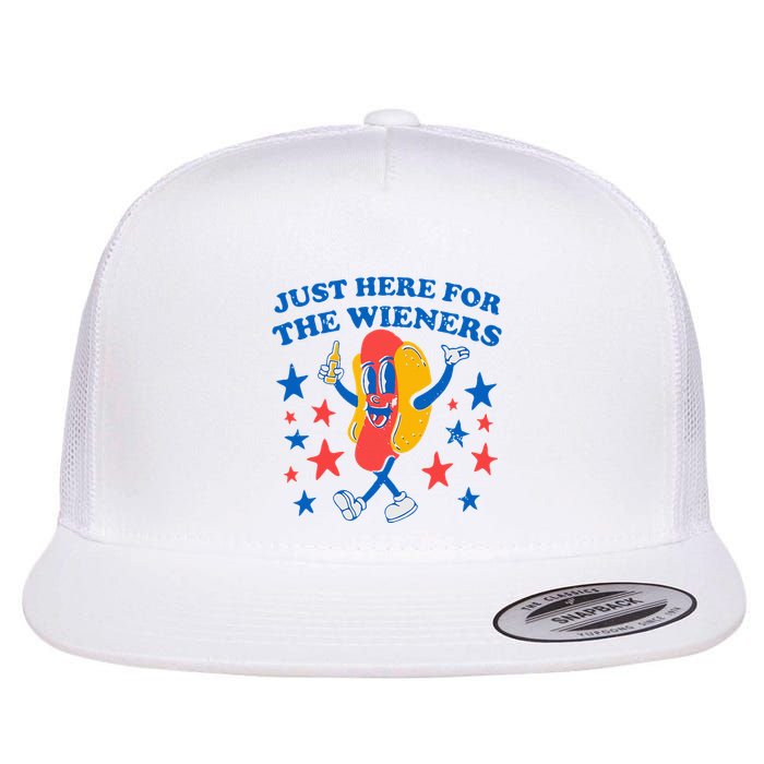 Hotdog IM Just Here For The Wieners Flat Bill Trucker Hat