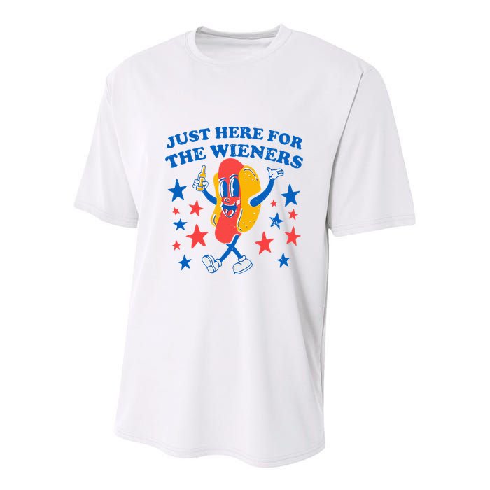 Hotdog IM Just Here For The Wieners Youth Performance Sprint T-Shirt
