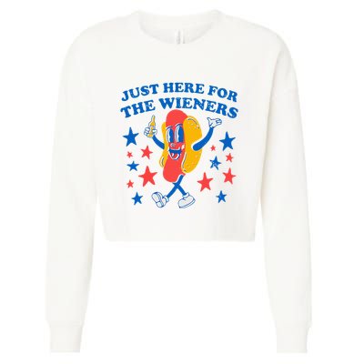 Hotdog IM Just Here For The Wieners Cropped Pullover Crew