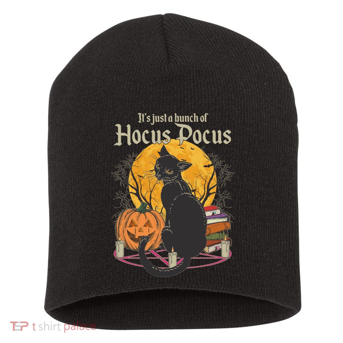 Halloween It's Just A Bunch Of Hocus Pocus Short Acrylic Beanie
