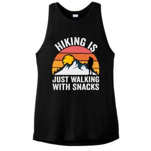 Hiking Is Just Walking With Snacks Hiking Humor Funny Saying Premium Ladies PosiCharge Tri-Blend Wicking Tank