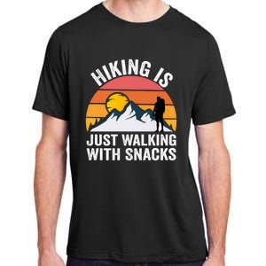 Hiking Is Just Walking With Snacks Hiking Humor Funny Saying Premium Adult ChromaSoft Performance T-Shirt