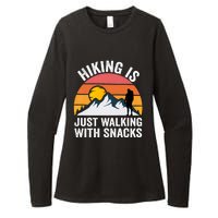 Hiking Is Just Walking With Snacks Hiking Humor Funny Saying Premium Womens CVC Long Sleeve Shirt