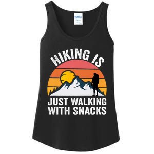 Hiking Is Just Walking With Snacks Hiking Humor Funny Saying Premium Ladies Essential Tank