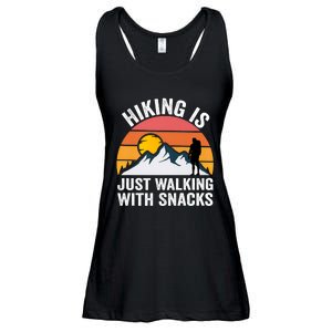 Hiking Is Just Walking With Snacks Hiking Humor Funny Saying Premium Ladies Essential Flowy Tank