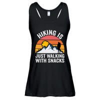 Hiking Is Just Walking With Snacks Hiking Humor Funny Saying Premium Ladies Essential Flowy Tank