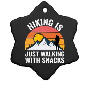 Hiking Is Just Walking With Snacks Hiking Humor Funny Saying Premium Ceramic Star Ornament