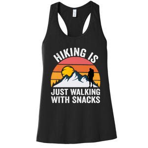 Hiking Is Just Walking With Snacks Hiking Humor Funny Saying Premium Women's Racerback Tank