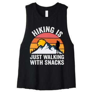 Hiking Is Just Walking With Snacks Hiking Humor Funny Saying Premium Women's Racerback Cropped Tank