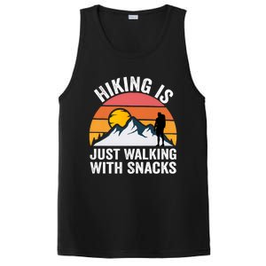 Hiking Is Just Walking With Snacks Hiking Humor Funny Saying Premium PosiCharge Competitor Tank