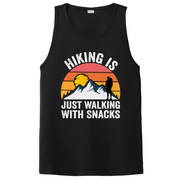 Hiking Is Just Walking With Snacks Hiking Humor Funny Saying Premium PosiCharge Competitor Tank