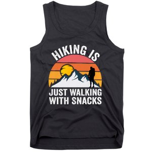 Hiking Is Just Walking With Snacks Hiking Humor Funny Saying Premium Tank Top