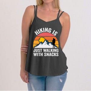 Hiking Is Just Walking With Snacks Hiking Humor Funny Saying Premium Women's Strappy Tank