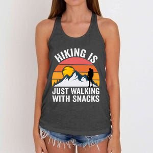 Hiking Is Just Walking With Snacks Hiking Humor Funny Saying Premium Women's Knotted Racerback Tank