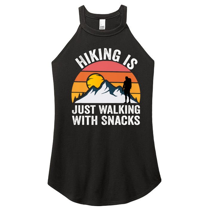 Hiking Is Just Walking With Snacks Hiking Humor Funny Saying Premium Women's Perfect Tri Rocker Tank