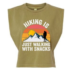 Hiking Is Just Walking With Snacks Hiking Humor Funny Saying Premium Garment-Dyed Women's Muscle Tee