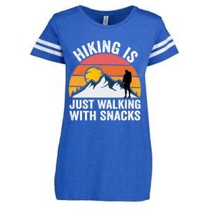 Hiking Is Just Walking With Snacks Hiking Humor Funny Saying Premium Enza Ladies Jersey Football T-Shirt