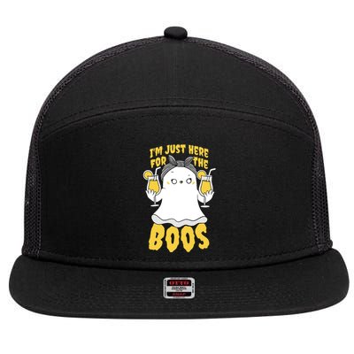 Halloween Im Just Here For The Boos Funny Cool Gift 7 Panel Mesh Trucker Snapback Hat