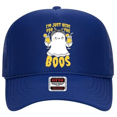 Halloween Im Just Here For The Boos Funny Cool Gift High Crown Mesh Back Trucker Hat