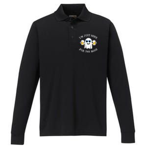 Halloween IM Just Here For The Boos Costume Gift Performance Long Sleeve Polo