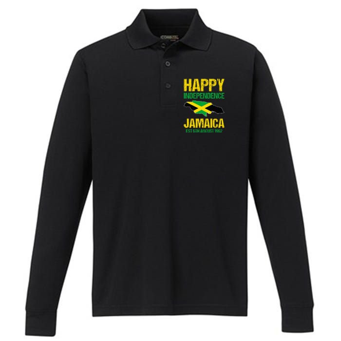 Happy Independence Jamaica Est 6th August 1962 Jamaican Performance Long Sleeve Polo