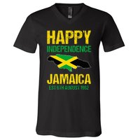 Happy Independence Jamaica Est 6th August 1962 Jamaican V-Neck T-Shirt