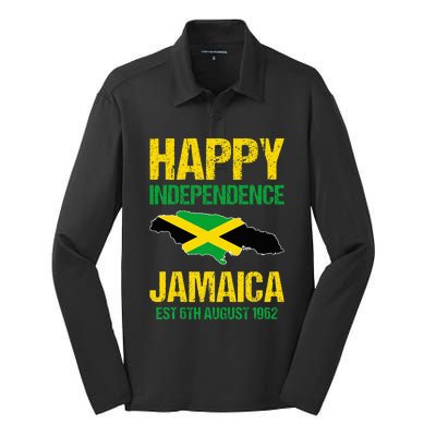 Happy Independence Jamaica Est 6th August 1962 Jamaican Silk Touch Performance Long Sleeve Polo