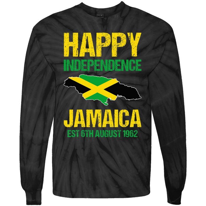 Happy Independence Jamaica Est 6th August 1962 Jamaican Tie-Dye Long Sleeve Shirt