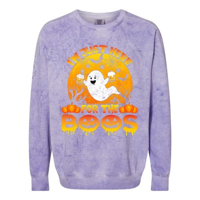 Halloween IM Just Here For The Boos Funny Ghost Costume Colorblast Crewneck Sweatshirt