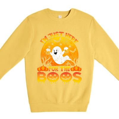 Halloween IM Just Here For The Boos Funny Ghost Costume Premium Crewneck Sweatshirt