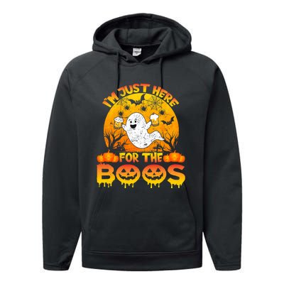 Halloween IM Just Here For The Boos Funny Ghost Costume Performance Fleece Hoodie